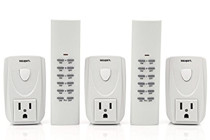 Instapark ORC Series Indoor Wireless Electrical Outlet On/Off Switch Remote Control Kit (White, 2 Remote Controls   3 Outlets)