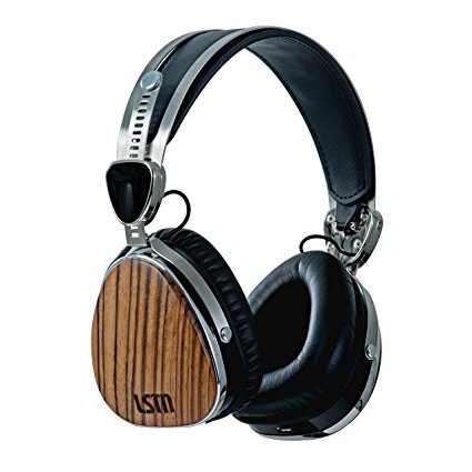 LSTN Wireless Troubadours Zebra Wood On-Ear Headphones with Built-In Microphone, Volume Controls
