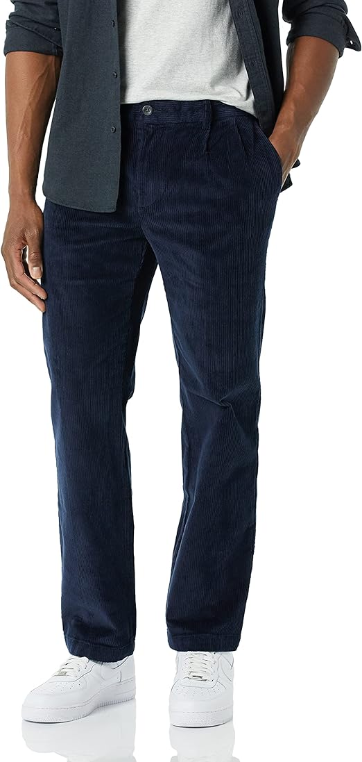 Amazon Essentials Mens Pleated Classic-fit Stretch Corduroy Chino Pant