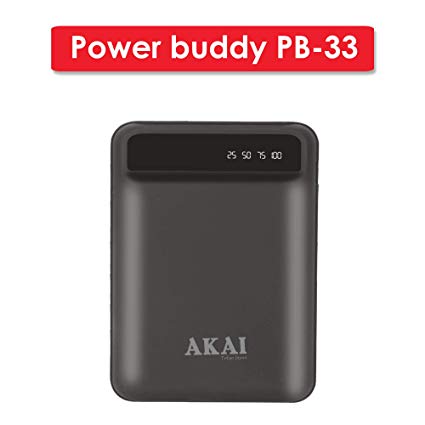 AKAI Power Buddy PB- 33 Capacity 10000mAh Mini Portable Charger External Battery Power Bank with Smart Digital LED Display Fast Charge, 1 yr Warranty …
