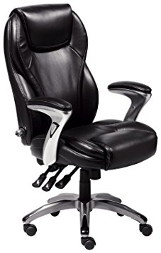 Serta 43676 Bonded Leather Executive Chair, Multi-Paddle, Black