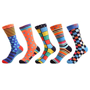 WeciBor Men's Dress Cool Colorful Fancy Novelty Funny Casual Combed Cotton Crew Socks Pack