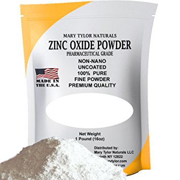 Zinc Oxide Powder 16 oz- Made in the USA Non Nano Zinc Oxide, Uncoated,100% Pure Fine Powder Premium Quality Pharmaceutical Grade, Great for DIY Sunscreen, Diaper Rash Creams by Mary Tylor Naturals