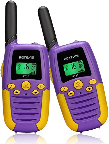 Retevis RT37 Walkie Talkies for Kids,Toy Walky Talky for 6-12 Year Boys Girls 22 CH,LED Flashlight,Long Range, Camping,Hiking,Outdoor(Purple,2 Pack)