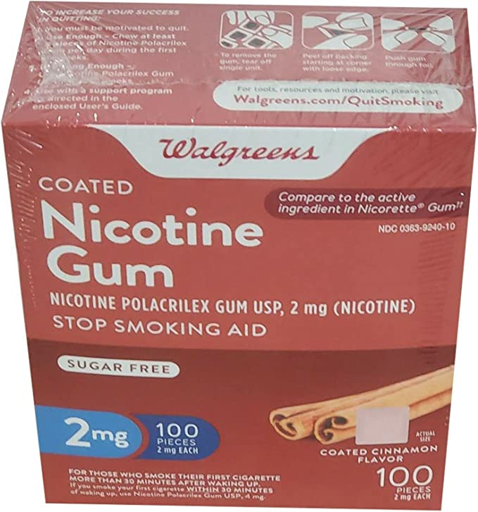 Walgreens Nicotine Replacement Gum 2Mg, Cinnamon, 100 ea