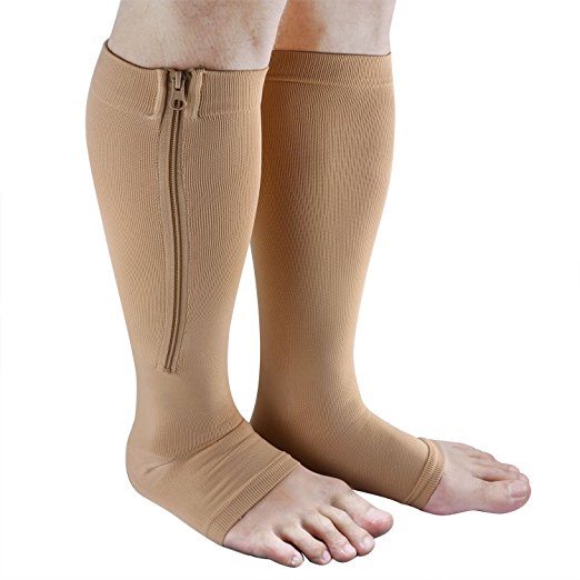 Zipper Compression Socks, Aniwon Open Toe Compression Socks Calf Leg Support Hose Stocking