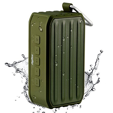 [Bluetooth Waterproof Speakers] Ayfee Wireless Bluetooth 4.0 Waterproof Outdoor / Shower Speaker, with 7W Powerful Drive & Bass Enhance Radiator (Army Green)