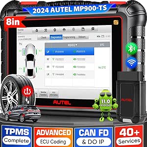 Autel MaxiPRO MP900TS Scanner, 2024 8IN MP900-TS Upgrade of MP900BT/ MS906TS/ MK900TS, DoIP CANFD, Full TPMS as MS906 Pro-TS, Advanced ECU Coding, 40  Services, 3K  Bidirectional Tool, Auto Scan 2.0