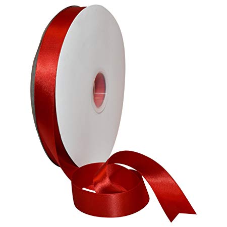Morex Ribbon 08822/00-250 Double Face Satin Polyester Ribbon, 7/8"/100 yd, Red