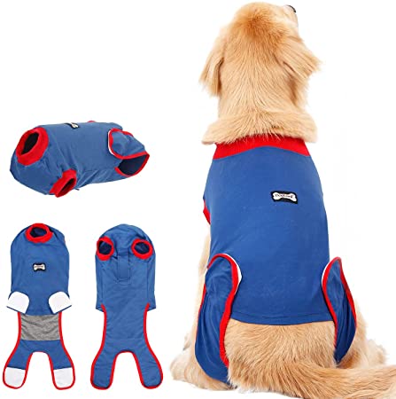 Rantow After Surgery Dog Recovery Suit Female/Male E Collar Alternative Dog Suit Medical Pet Puppy Wear - Protects Wounds Bandages, Aids Hot Spots and Anti Anxiety (L)