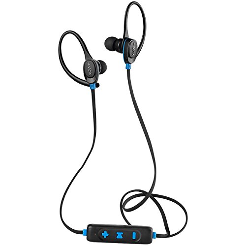HMDX Craze Active Sport Bluetooth Wireless Earbuds, Sweatproof earphone, Ear hook clip, Hands-Free Calling w/Mic Controls, 6 Hours Playtime, Ultralight, Workout, Gym, Running (Black)