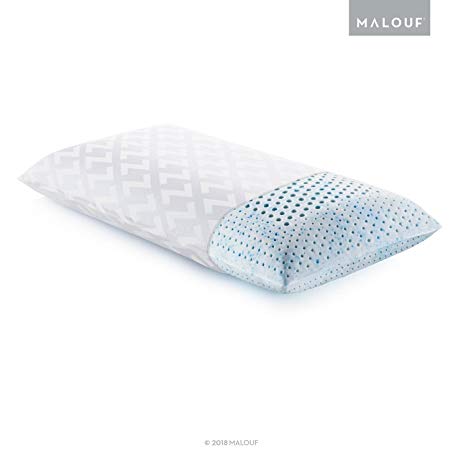 MALOUF Z Gel Infused Talalay Latex Pillow with Support Zones for Head and Neck - King Size, Low Loft Firm,