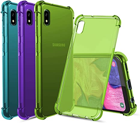 [3-Pack] Cbus Wireless Flex-Gel Silicone TPU Case Compatible with Samsung Galaxy A10e (Purple, Turquoise, Green)