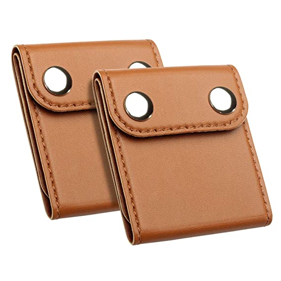 Seat Belt Adjuster Positioner Clips - DYKEISS Comfort Universal Auto Shoulder Neck Strap Safety Positioner, PU Leather Vehicle Car Seatbelt Locking Covers for Kids Adults, 2 Pack (Brown)