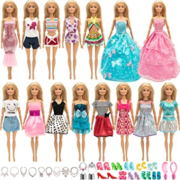 SOTOGO 54 Pieces Doll Clothes and Accessories for 11.5 Inch Girl Doll Including 15 Sets Fashion Dresses/ Sets Tops and Pants/Bikini Swimsuits and 35 Pieces Different Doll Accessories