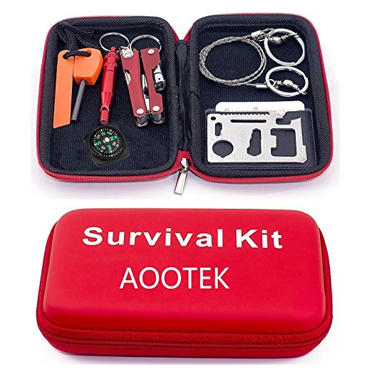 Aootek Survival Kit Emergency SOS Survive Tool Pack for Camping Hiking Hunting Biking Climbing Traveling and Emergency