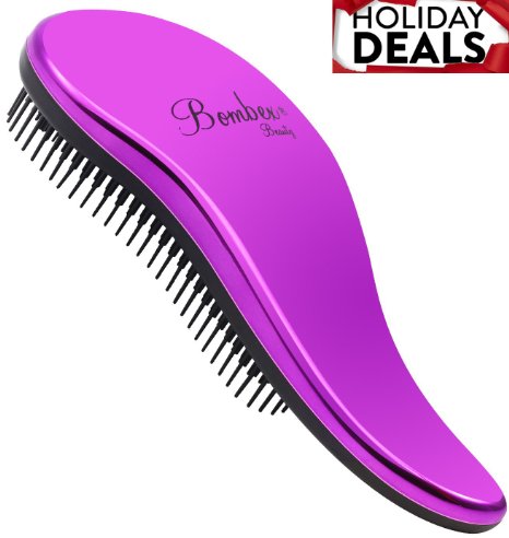 Deluxe Edition Chrome Plating Professional Detangling Hair Brush Shower Brush - for Wet and Dry Hair - for Adults and KidsAll PurposeMetallic Purple