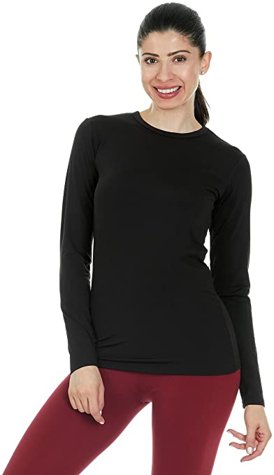 Thermajane Womens Ultra Soft Thermal Underwear Shirt – Compression Baselayer Crew Neck Top