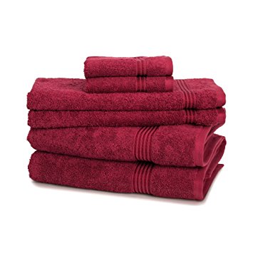 Egyptian Cotton Towel Set - 6-Piece 600GSM - Medium Weight & Absorbent by ExceptionalSheets, Burgundy, 6 Piece