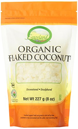Everland Organic Unsweetened/Unsulphured Large Coconut Flakes/Chips, 227gm