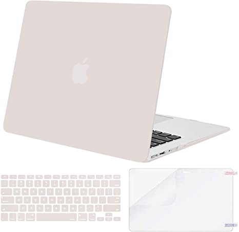 MOSISO Compatible with MacBook Air 13 inch Case (Models: A1369 & A1466, Older Version 2010-2017 Release), Protective Plastic Hard Shell Case & Keyboard Cover & Screen Protector, Rock Gray