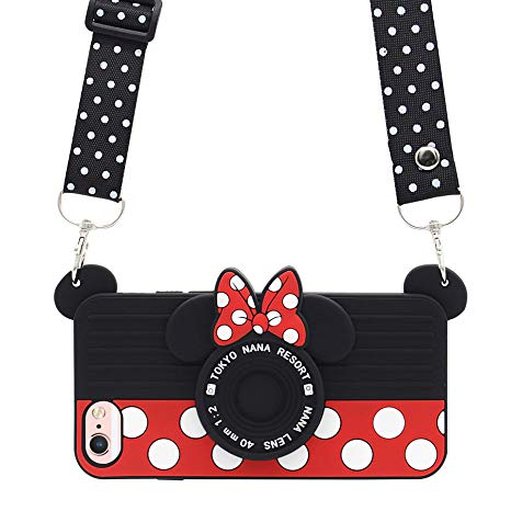 MC Fashion iPhone 6 Case, iPhone 6s Case, Cute 3D Minnie Mouse Polka Dots Camera Case for Teens Girls Women, Shockproof and Protective Soft Silicone Phone Case for Apple iPhone 6/6s (4.7-Inch)