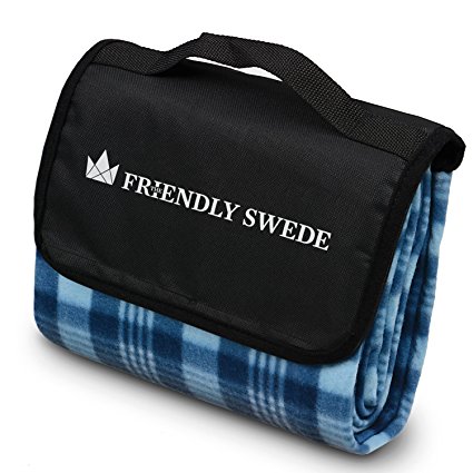 The Friendly Swede Folding Outdoor Picnic Blanket Picnic Rug Waterproof Backing