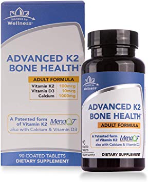 Vitamin D3 & K2 (MK7) with Calcium - Advanced Bone Health Supplement - Bone Density & Strength Support by Honest To Wellness for Cardiovascular Health – 90 Count (Adult)