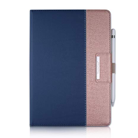 Thankscase Case for iPad 10.2 2019, Rotating Case Smart Cover for iPad 7th Gen with Wallet Pocket, Hand Strap, Pencil Holder for Apple iPad 7th Generation 10.2-inch 2019 Release (Blue Rose)