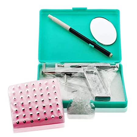HeiHy Professional Ear Body Pierce Piercing Gun Tools Kit Set with Stainless Steel Metal Studs
