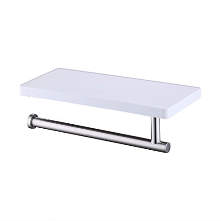 KES Bathroom Towel Holder Hanger with Storage Shelf Organizer Brushed SUS 304 Stainless Steel and White Acrylic, BSC602S1-2