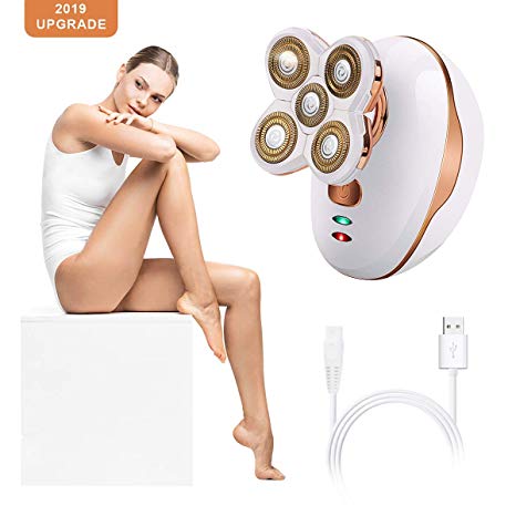 Women Hair Removal Electric Shaver for Women Men Rechargeable Waterproof Painless hair remover with 5 floating blade heads for Body Arm Legs Face Lips Bikini