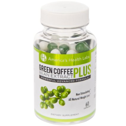 AHL Vitamins Green Coffee Bean Extract Plus - Best Weight Loss Pills and Natural Appetite Suppressant - 60 Tablets - 1200mg