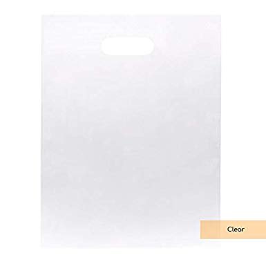 ClearBags LDPE Clear Handle Bag | Merchandise Bags With Die Cut Handles | Strong and Tear Resistant | For Trade Shows, Retail, and Shopping | NFL Stadium Approved (1000 Bags, Clear)