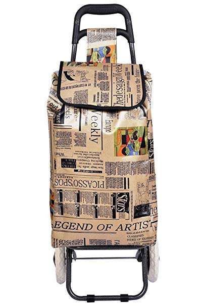 PAffy Foldable Shopping Trolley Bag (Newspaper Print)