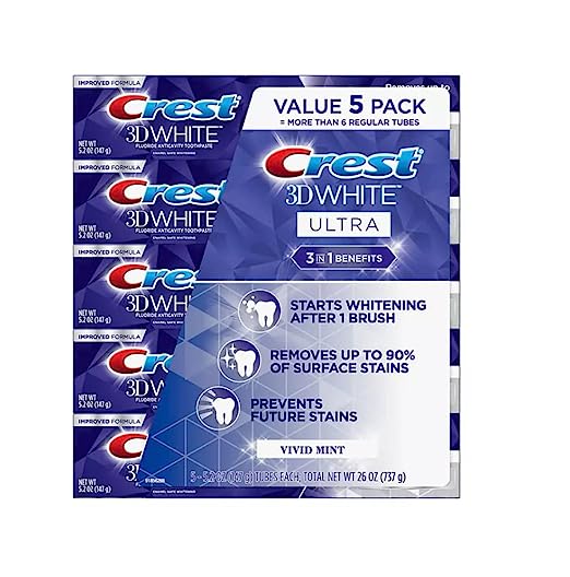 Crest 3D White Ultra Whitening Toothpaste, Vivid Mint (5.2 oz., 5 pk.)
