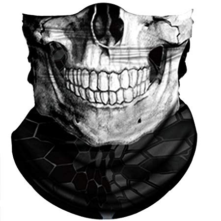 Obacle Skull Face Mask Half for Dust Wind UV Sun Protection Seamless 3D Tube Mask Bandana for Men Women Durable Thin Breathable Skeleton Mask Motorcycle Riding Biker Fishing Cycling Sports Festival