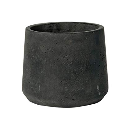 Black Planter Washed Fiberstone indoor and outdoor Flower Pot 6"H x 7"W - by Pottery Pots