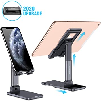 2020 Upgrade Cell Phone Stand, Double Extension Miracase iPad Stand for Desk, Adjustable Desk Phone Holder Compatible with iPhone 11 Xs Xr X 8 Plus SE, All Tablet, Black