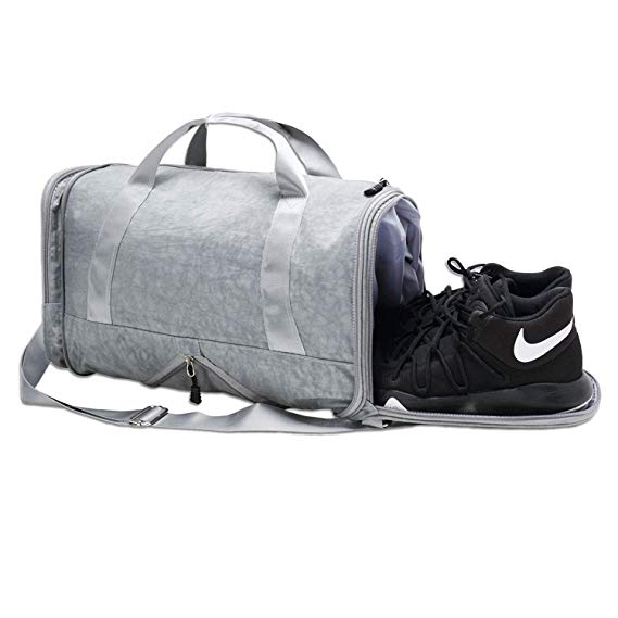 DIIG Gym Bag for Men, Women Gym Sport Bags with Shoe Packet Foldable, Gray 30L