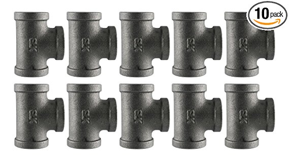Black Cast Pipe Fitting, Tee, 3/4", 10-Pack