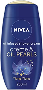 NIVEA Oil Infused Shower Cream, Creme & Oil Pearls (250 ml), Moisturising Shower Gel with Ylang Ylang Scent, Luxurious Body Wash for Women, Body Wash with Argan Oil