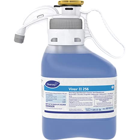Diversey-5019317CT Virex II 256 Broad Spectrum Disinfectant1.48 Quarts (47.3-Ounce, 2-Pack)-Blue