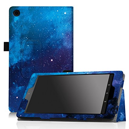 Famavala Folio PU Leather Case with Auto Wake/Sleep for 8 Inch Fire HD 8, 6th Generation (2016) - BlueSky