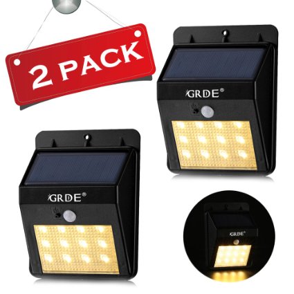 Solar Motion Sensor Light 12LED Outdoor Wireless Waterproof Security Light with Two Intelligent Modes Warm-white Lighting Landscape Lamp for Patios Garden Decks Pathways Stairways Driveways-2Pack
