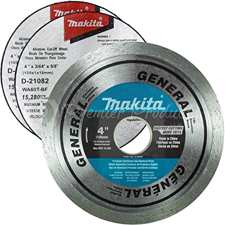 Makita 3 Multi-Piece - 4” Continuous Diamond & Abrasive Blade Set For 4”  Grinders & Saws - Precise Cutting For Tile, Stone & Metal