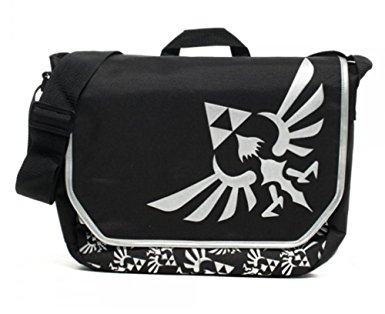 Nintendo Zelda Triforce Black/Silver Messenger Laptop Bag