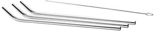 Greenco Unbreakable Stainless Steel Curved Reusable Drinking Straws, for Cocktail, Smoothies, or Any Other Drink, Cleaning Brush Included