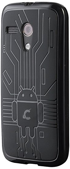 Moto G Case, Cruzerlite Bugdroid Circuit TPU Case Compatible for Motorola Moto G (2013) - Black