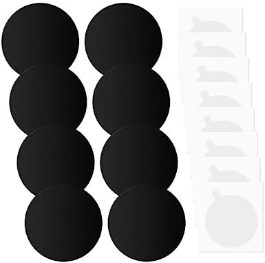 8 PCS Metal Plate with Adhesive, 40mm Round Black Universal Mount Metal Plates Replacement Kit, 3M Adhesive Thin Steel Cell Phone Case Back Magnet Stickers for Magnetic Car Mount Cell Phone Holder
